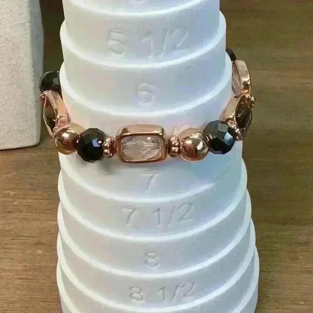 Rose Gold Bracelet with Smoky Grey Faceted Beads